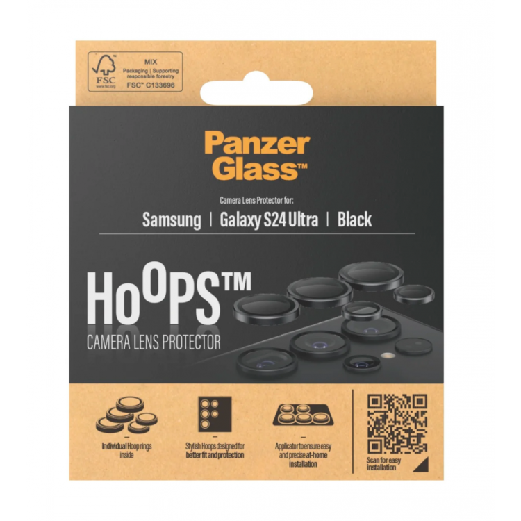 PANZERGLASS Δακτυλίδια προστασίας CAMERA Lens protection HoopS Optic Rings για Samsung GALAXY S24 Ultra 5G 2024 - ΜΑΥΡΟ - PG-1209